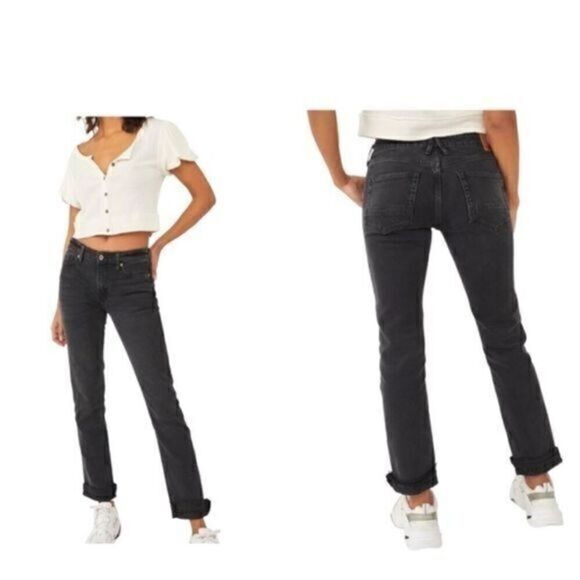 Free People Denim - Free People Slim Cuffed Boyfriend Jeans Faded Black sz 24 NWT